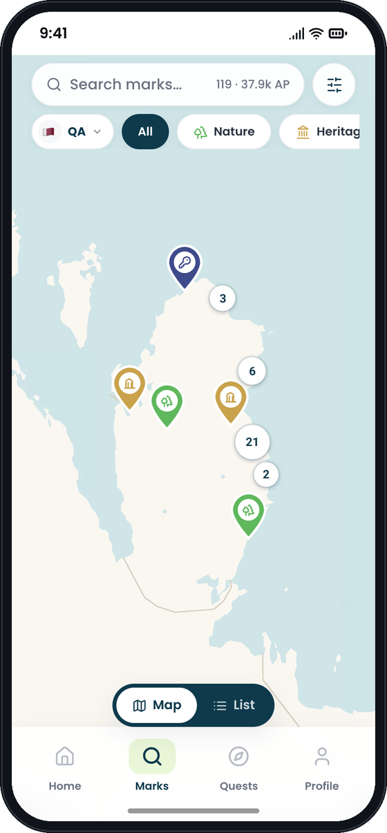 Map of places in Qatar